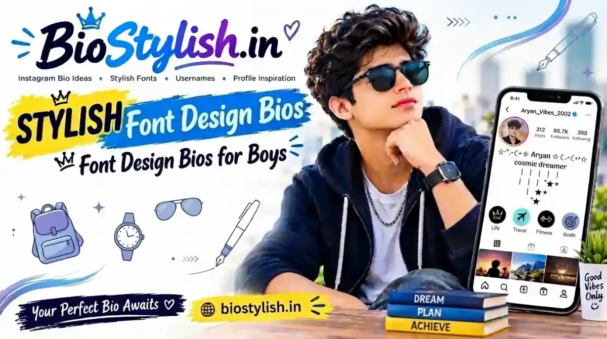 Stylish Font Design Bios for Boys (Multi-Line)